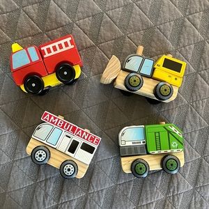 Montessori wooden stacking vehicle